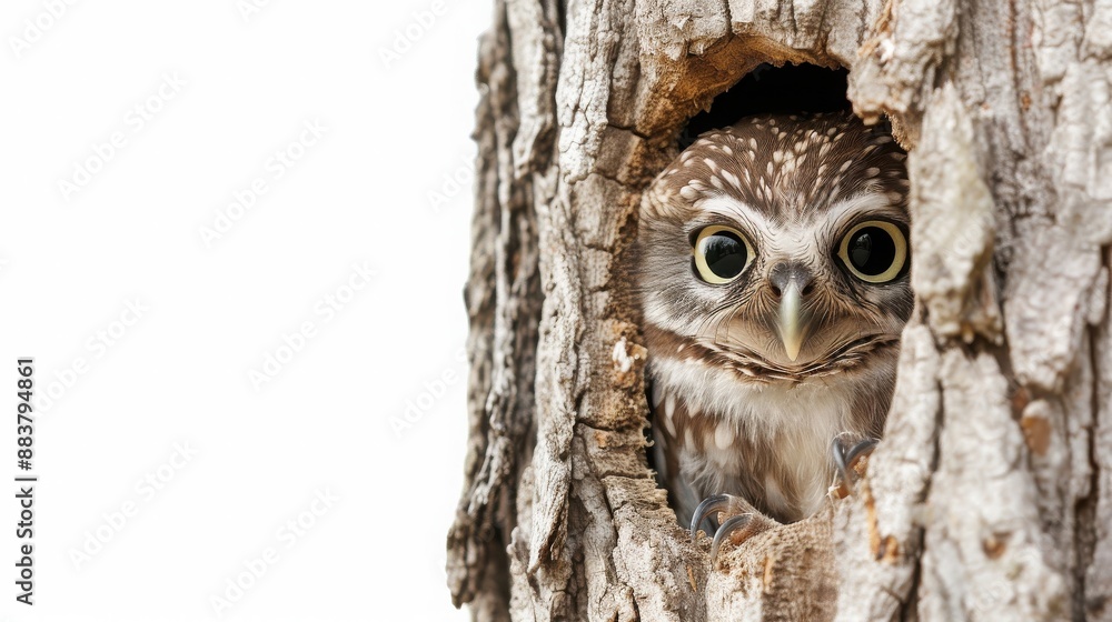 A curious owl peeks out from a cozy tree hole, its wide eyes and detailed feathers perfectly captured in this nature-inspired photograph. A curious owl peeks out from a cozy tree hole, its wide eyes and detailed feathers perfectly captured in this nature-inspired photograph.