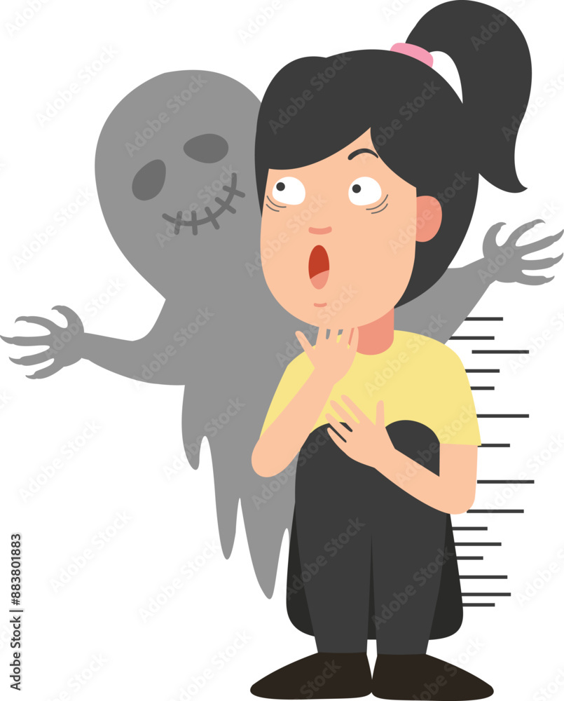 young woman feel afraid vector illustration young woman feel afraid vector illustration