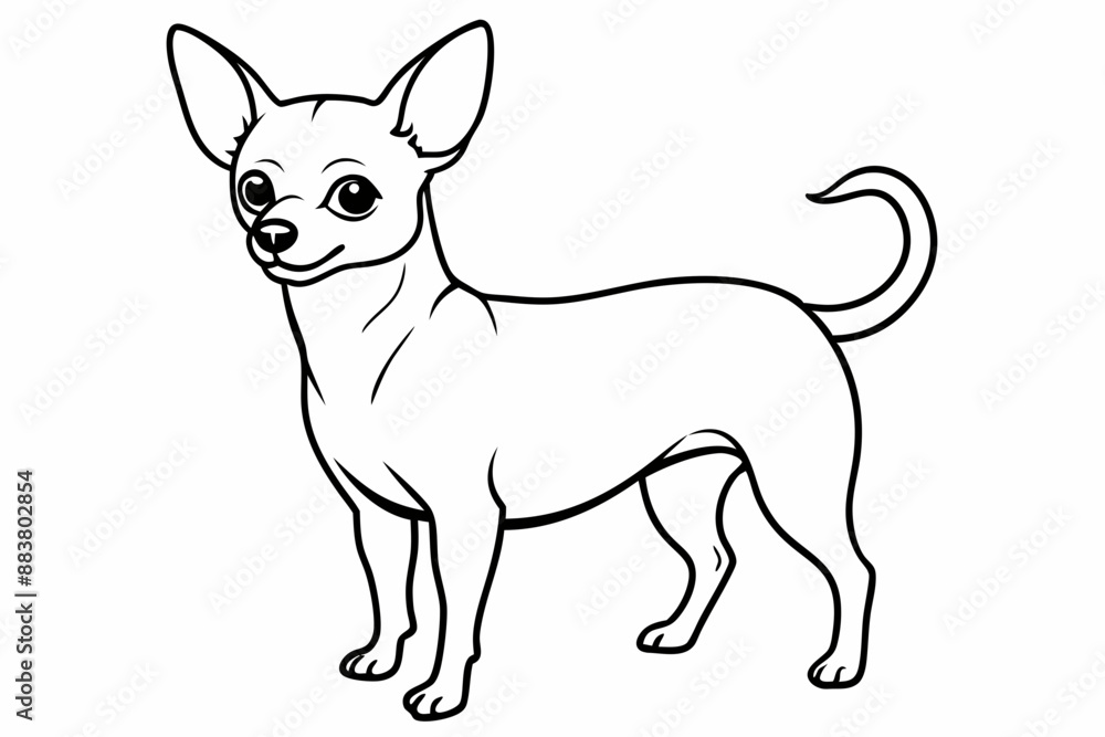 Chihuahua Dog breed line art vector Isolated on white background Chihuahua Dog breed line art vector Isolated on white background