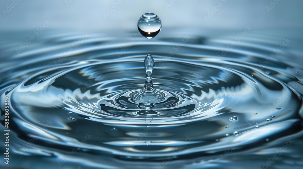 A photograph capturing the grace of a single drop of water as it falls A photograph capturing the grace of a single drop of water as it falls
