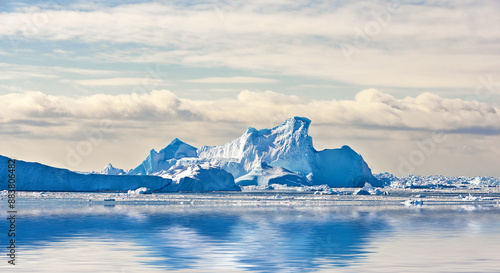 Wallpaper Mural Antarctica, climate change and water with ice in ocean for cold ecosystem of environment in winter season. Earth, iceberg and sky with frost on sea for conservation or global warming in mother nature Torontodigital.ca