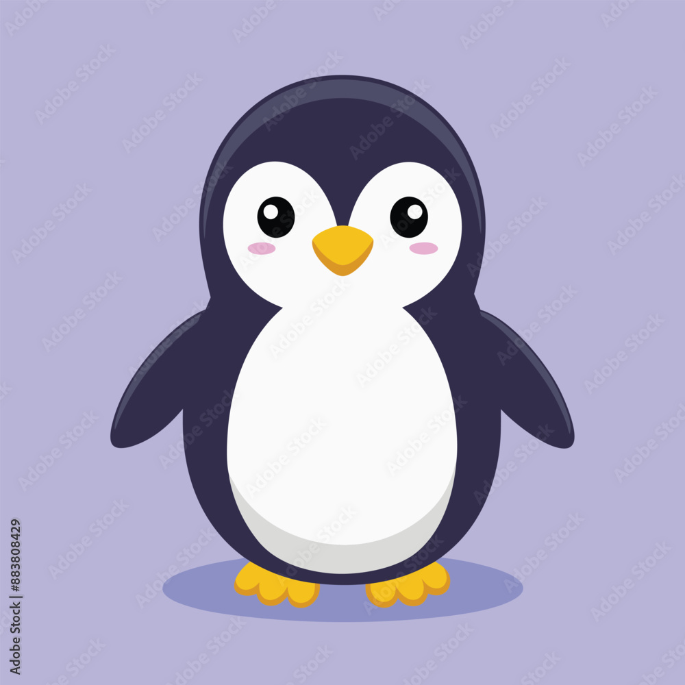 Naklejka premium Cute penguin icon in flat style. Cold winter symbol. Antarctic bird, animal illustration