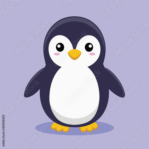 Cute penguin icon in flat style. Cold winter symbol. Antarctic bird, animal illustration