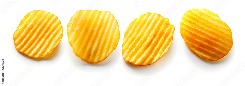 Fototapeta premium potato chips with ridges isolated on white background