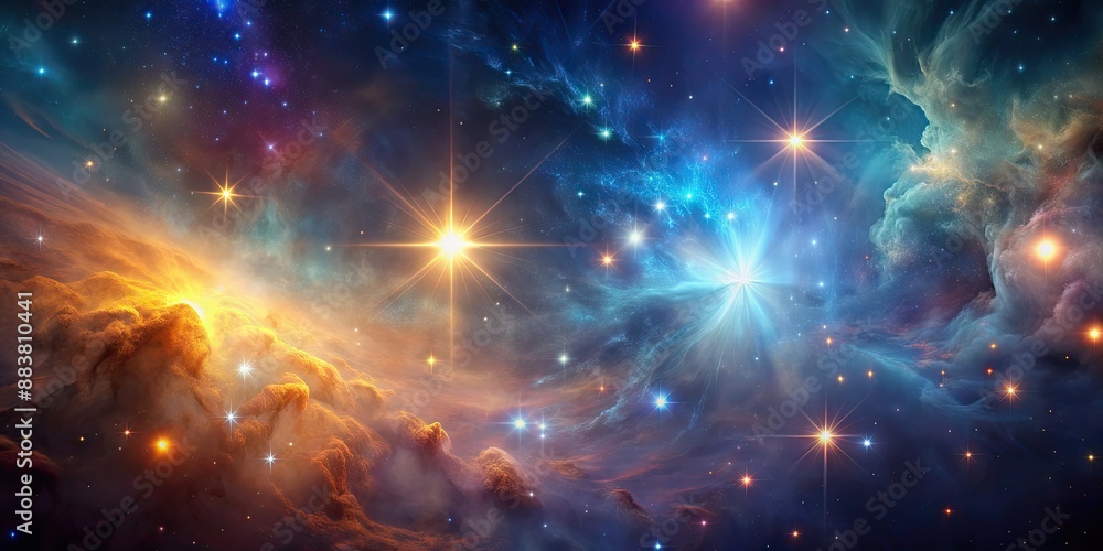 Fototapeta premium Abstract background with glowing nebula and stars, galaxy, space, universe, cosmic, astronomy, celestial