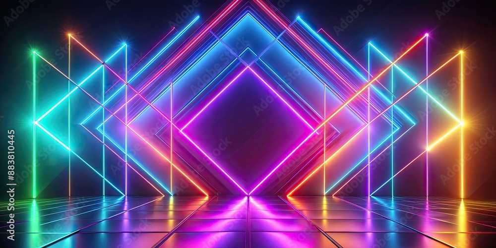 Abstract background with neon light lines and geometric shapes on pastel colors, neon, light, lines, geometric, shapes, abstract Abstract background with neon light lines and geometric shapes on pastel colors, neon, light, lines, geometric, shapes, abstract