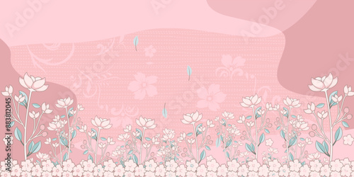 Abstract Background with Flower pink vector. Luxury Flower wallpaper with pink color