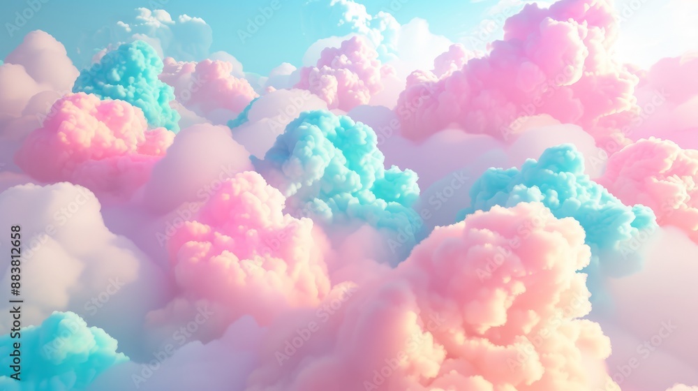D abstract background filled with cute pastel clouds AI generated illustration D abstract background filled with cute pastel clouds AI generated illustration