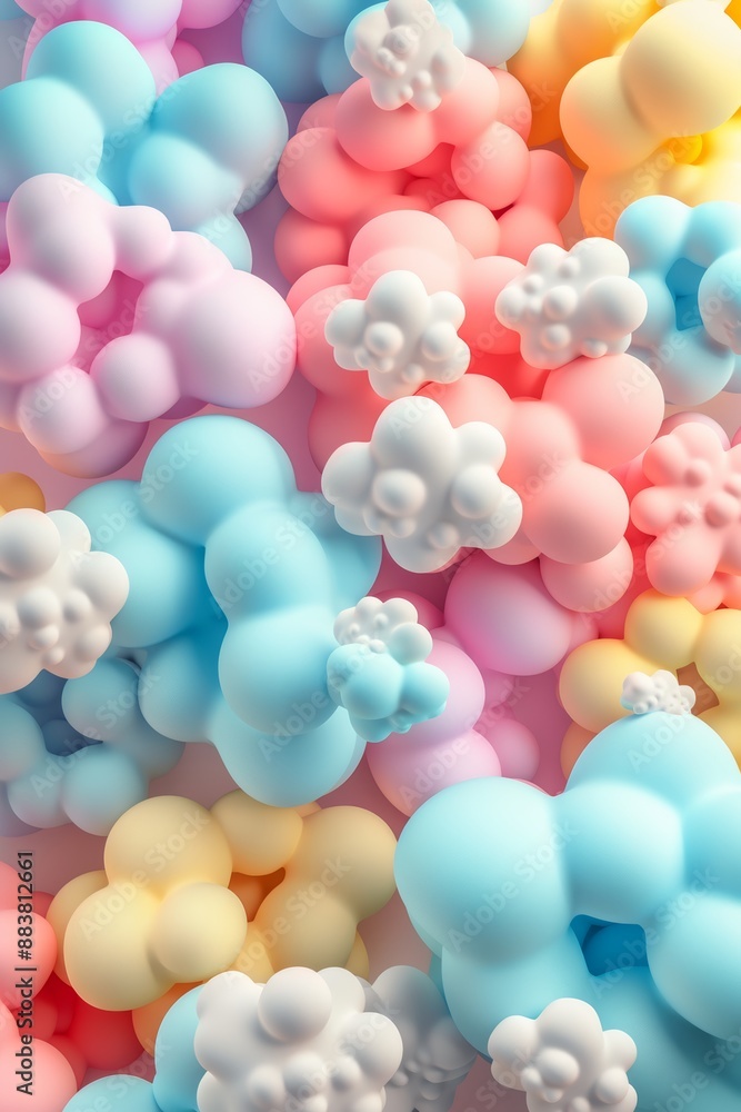 D abstract background filled with cute pastel clouds AI generated illustration D abstract background filled with cute pastel clouds AI generated illustration