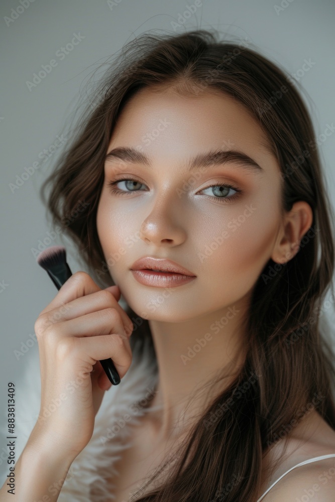 Woman with long brown hair and brush