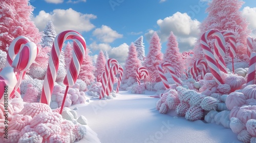 Obraz na płótnie D forest of candy canes and lollipops in a candyland environment AI generated illustration w salonie