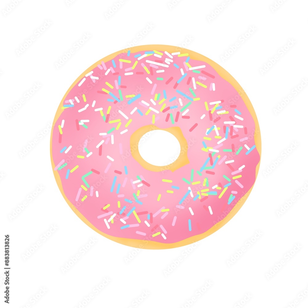 pink donut with sprinkles isolated pink donut with sprinkles isolated