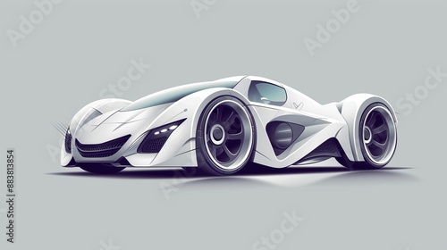 D style illustration of a car prototype in  format AI generated illustration
