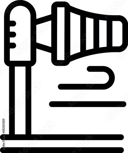 Simple line icon of a windsock measuring wind on an airfield for pilots landing and taking off