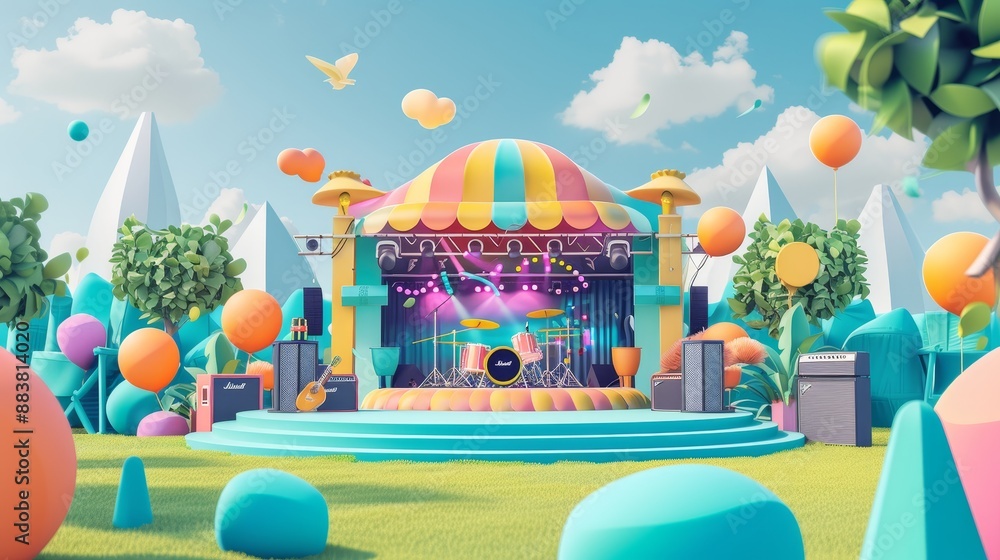 Fototapeta premium art showcasing an outdoor music festival AI generated illustration