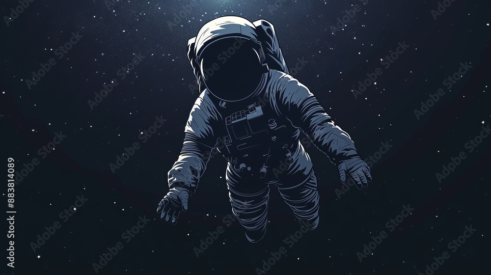 drawing of an astronaut floating in space AI generated illustration drawing of an astronaut floating in space AI generated illustration