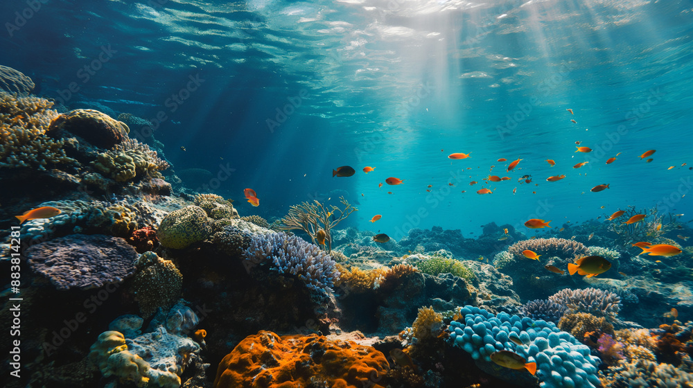 Fototapeta premium beautiful underwater tropical coral reef scene