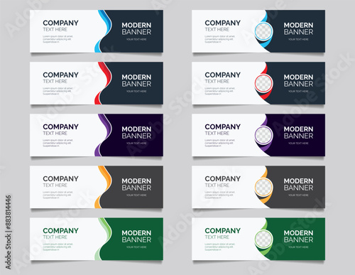 Set of modern business banners with curvy shape