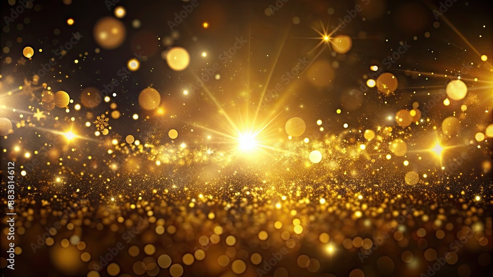 Obraz premium Abstract golden and dark background with sparkling particles and light effects, abstract, golden, dark, background