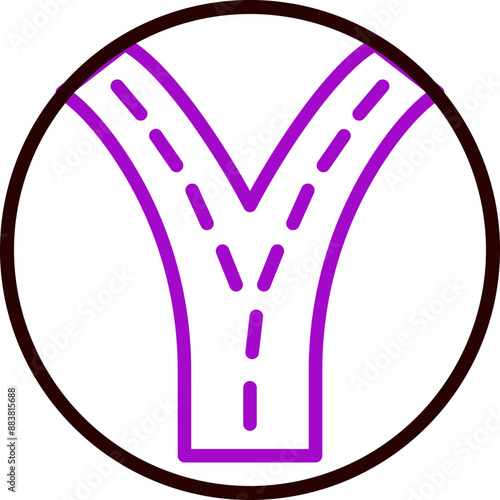 Road Split Vector Line Purple Circle Black
