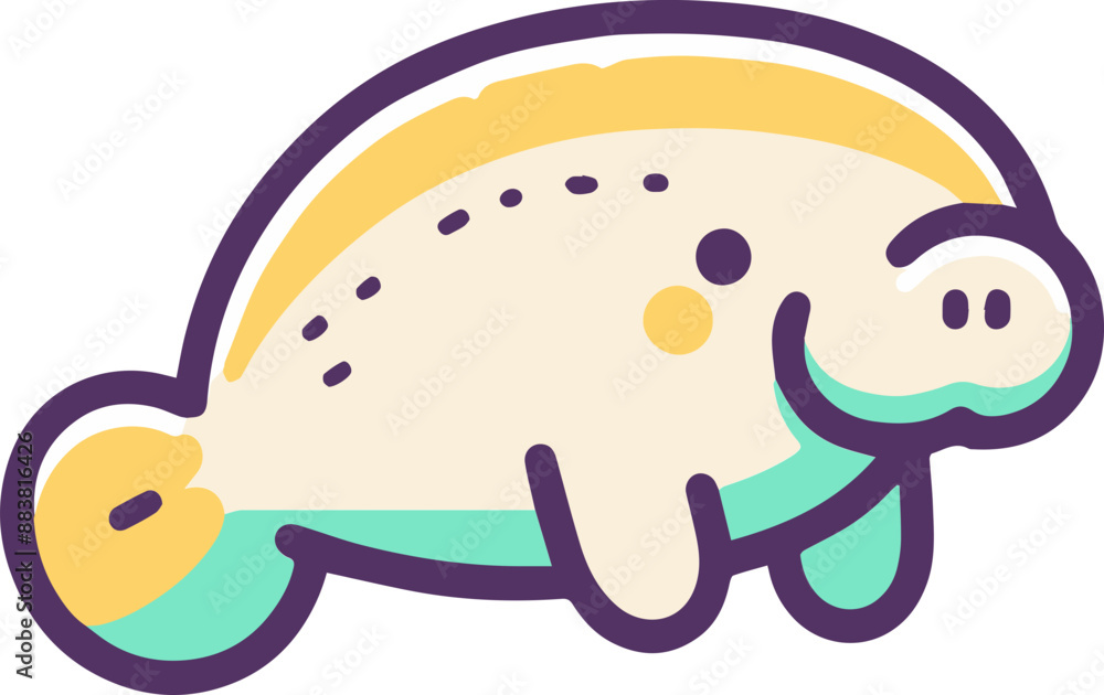 Cute cartoon illustration of a manatee with a smiling face. Cute cartoon illustration of a manatee with a smiling face.