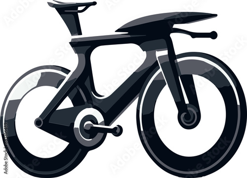 A sleek, modern triathlon bicycle with aerodynamic design.  Perfect for high-speed racing and endurance events.