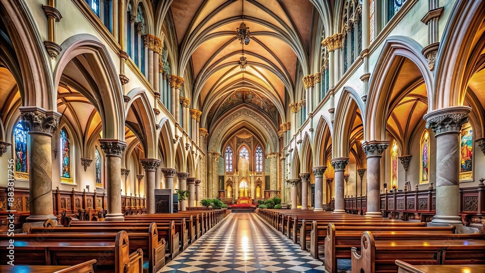 Fototapeta premium A beautifully ornate interior of a cathedral, religious, architecture, divine, sacred, church, intricate