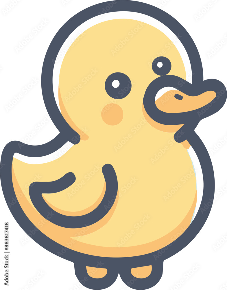 Cute cartoon yellow duckling with big eyes and a small beak. vector Cute cartoon yellow duckling with big eyes and a small beak. vector