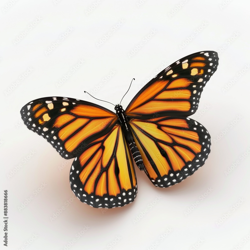 Fototapeta premium 3d Monarch butterfly isolated on the white background
