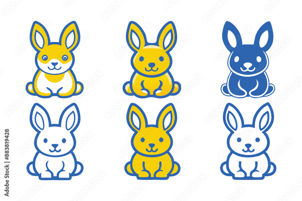 Fototapeta premium Cute bunny rabbit outline sketch vector illustration.