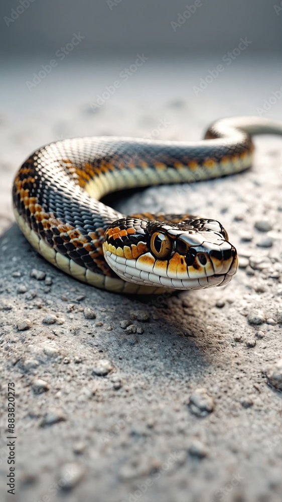 Obraz premium 3D render, 8K High detail of a cute snake full body, white solid background