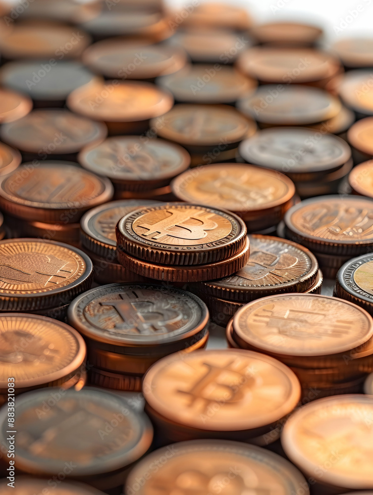 3D Flat Icon: Single Unique Coin Stands Out Among Coins in Dreamy Background with Ample Space for Text or Graphics, Symbolizing Value and Uniqueness on Isolated White Background 3D Flat Icon: Single Unique Coin Stands Out Among Coins in Dreamy Background with Ample Space for Text or Graphics, Symbolizing Value and Uniqueness on Isolated White Background