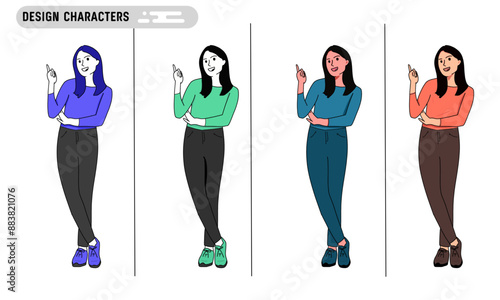 Set of design characters with variety of style and colors. Vector illustration 