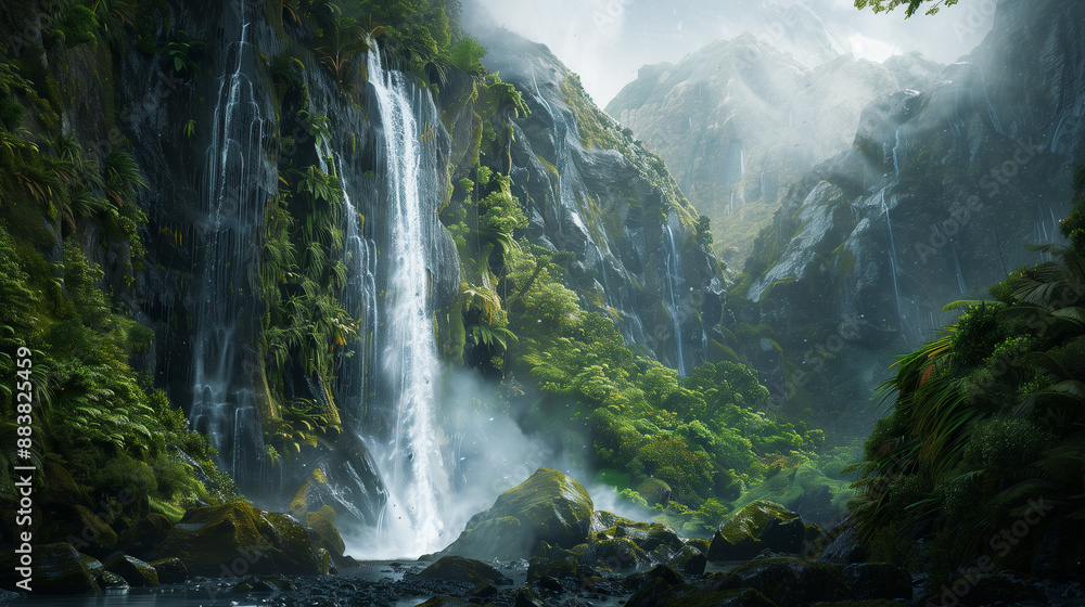 Stunning Waterfall in New Zealand Stunning Waterfall in New Zealand