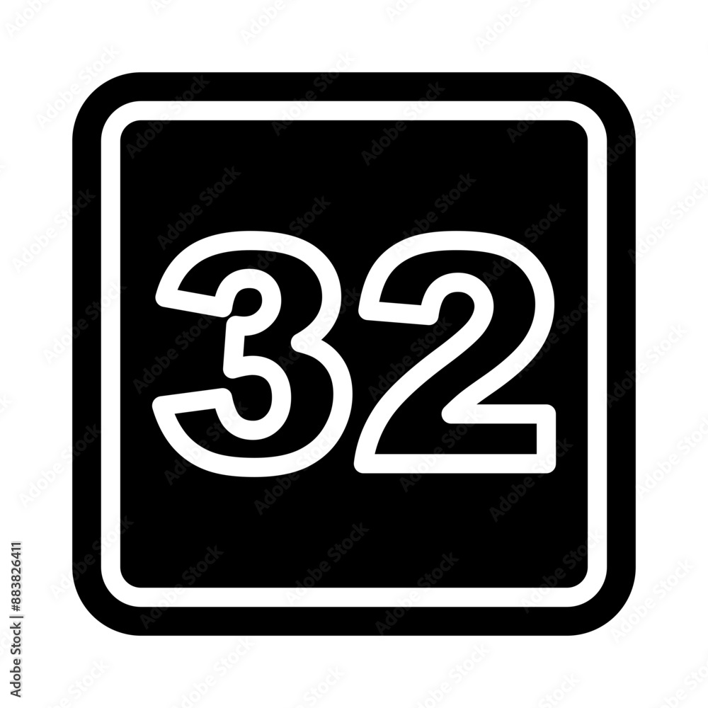 32 Number Vector Glyph Icon Design 32 Number Vector Glyph Icon Design