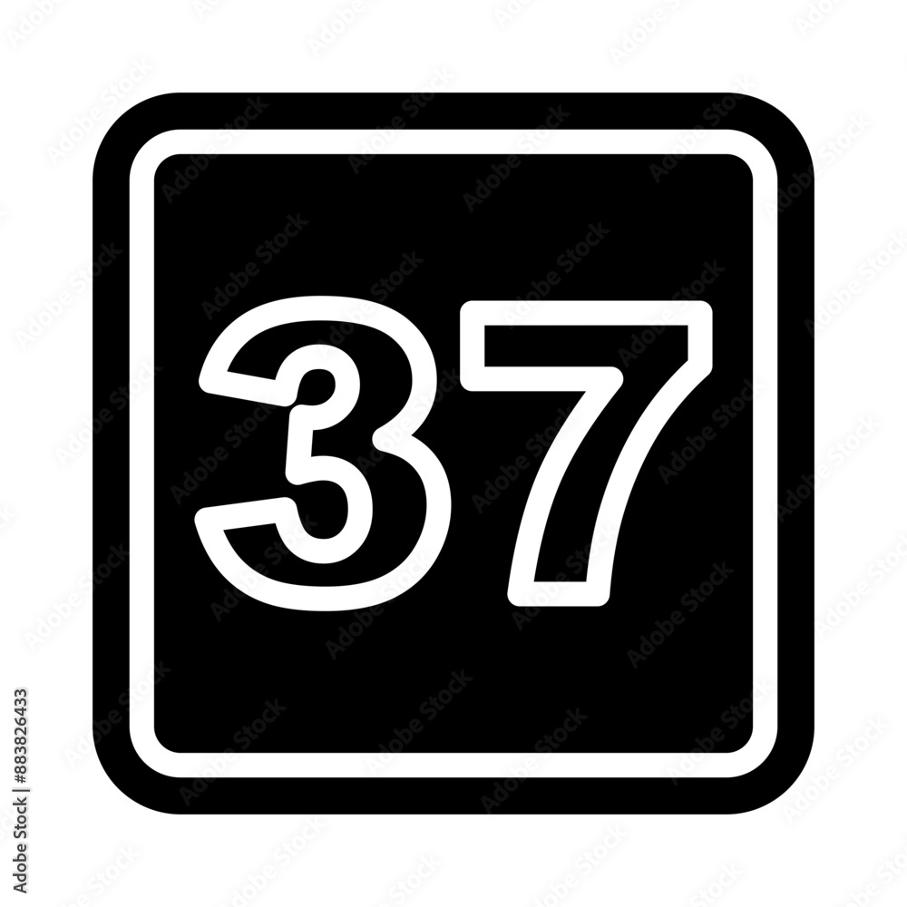 37 Number Vector Glyph Icon Design 37 Number Vector Glyph Icon Design