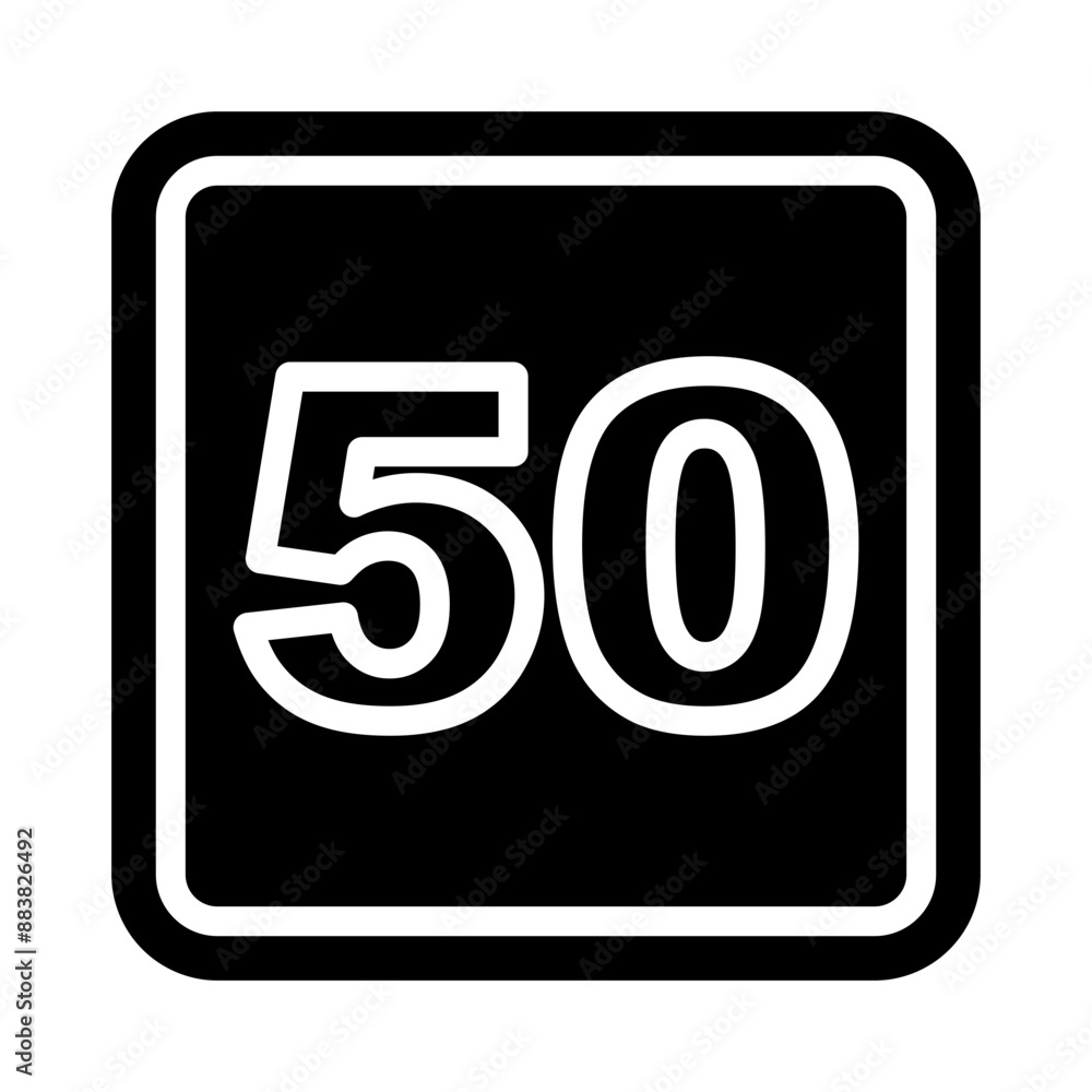 50 Number Vector Glyph Icon Design 50 Number Vector Glyph Icon Design