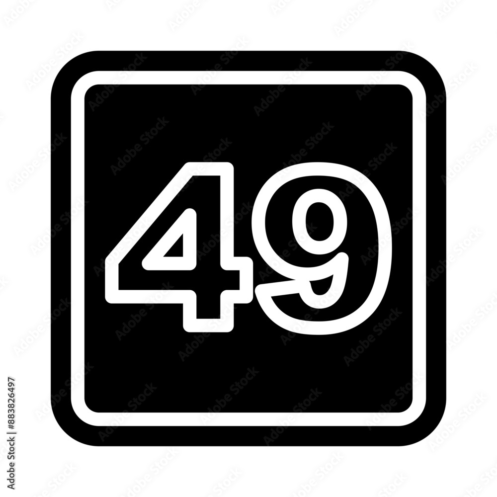 49 Number Vector Glyph Icon Design 49 Number Vector Glyph Icon Design
