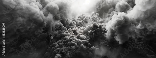 Black smoke explosion on white background, 3d rendering illustration of an exploding cloud with black particles and sparks flying, dynamic explosion effect, smoke splasha large cloud of smoke