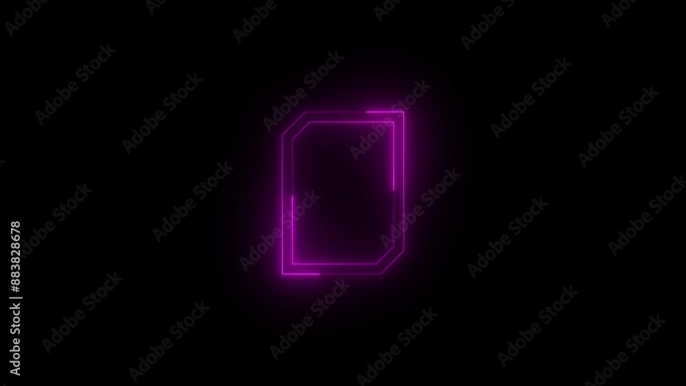 Neon document icon pink glowing black background animation Neon document icon pink glowing black background animation