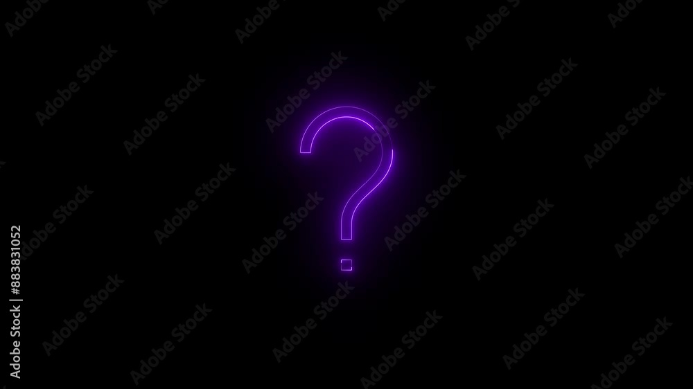 Neon help question mark icon purple glowing black background animation Neon help question mark icon purple glowing black background animation