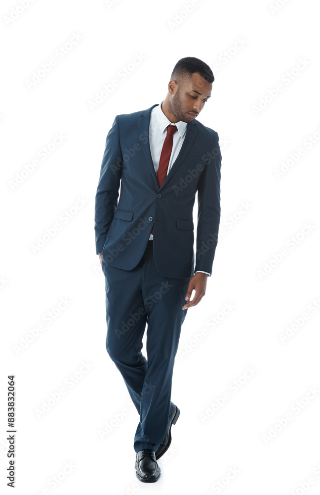 Ideas, business and black man with thinking, decision and employee on white studio background. African person, financial consultant and agent with questions, choice and thoughts with confidence Ideas, business and black man with thinking, decision and employee on white studio background. African person, financial consultant and agent with questions, choice and thoughts with confidence