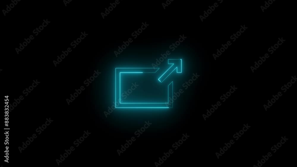 Neon openInnewwindow icon cyan glowing black background animation Neon openInnewwindow icon cyan glowing black background animation