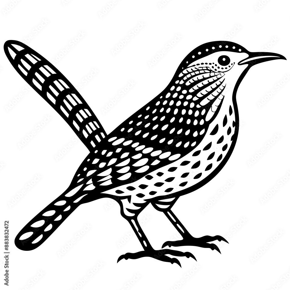 Obraz premium Cactus Wren Icon Silhouette Illustration. Bird Vector Graphic Pictogram Symbol Clip Art. 