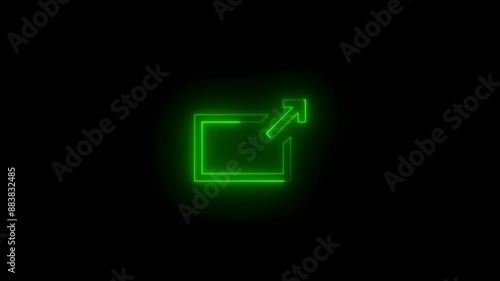 Neon openInnewwindow icon green glowing black background animation photo