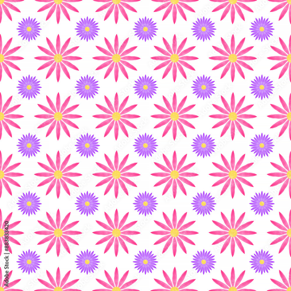 seamless pattern: purple and violet flowers against white seamless pattern: purple and violet flowers against white