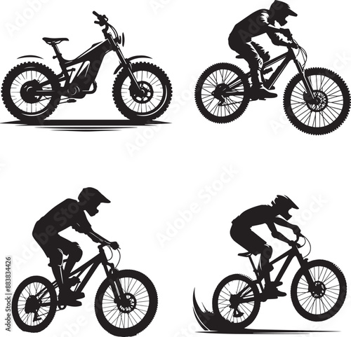 mountain bike downhill racing shilhouette