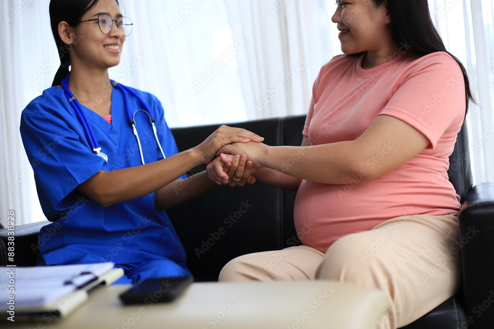 Pregnant women in Asia Have your doctor do a pregnancy test. Doctors will perform scans and x-rays to determine if the fetus is a girl or a boy at the hospital. Mom is worried. Pregnant women in Asia Have your doctor do a pregnancy test. Doctors will perform scans and x-rays to determine if the fetus is a girl or a boy at the hospital. Mom is worried.