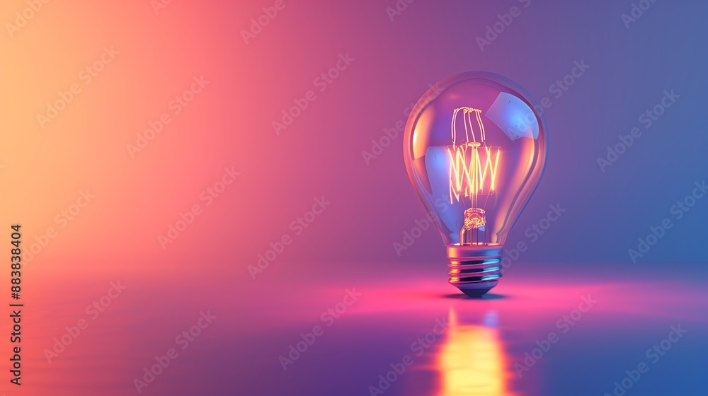 Creative Innovation Glowing Light Bulb on Gradient Background with Copy Space Creative Innovation Glowing Light Bulb on Gradient Background with Copy Space