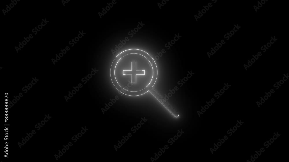 Neon zoomIn icon white glowing black background animation Neon zoomIn icon white glowing black background animation